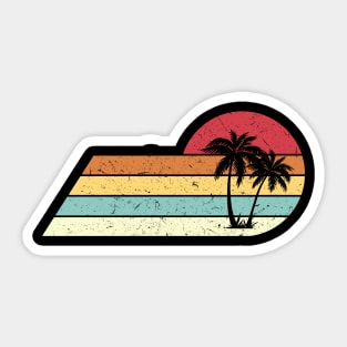 Retro Vintage sunset coco palm tree tropical beach Sticker